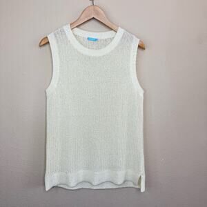 J.McLaughlin Sleeveless Knit Tunic Sweater Cream Cotton Blend Women’s Sz L